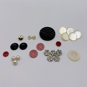 VINTAGE Crystal Plastic Wood & MOP Buttons - Lot of 24